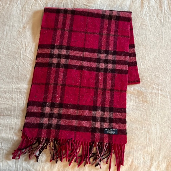 Burberry London wool scarf pink plaid - Picture 1 of 5